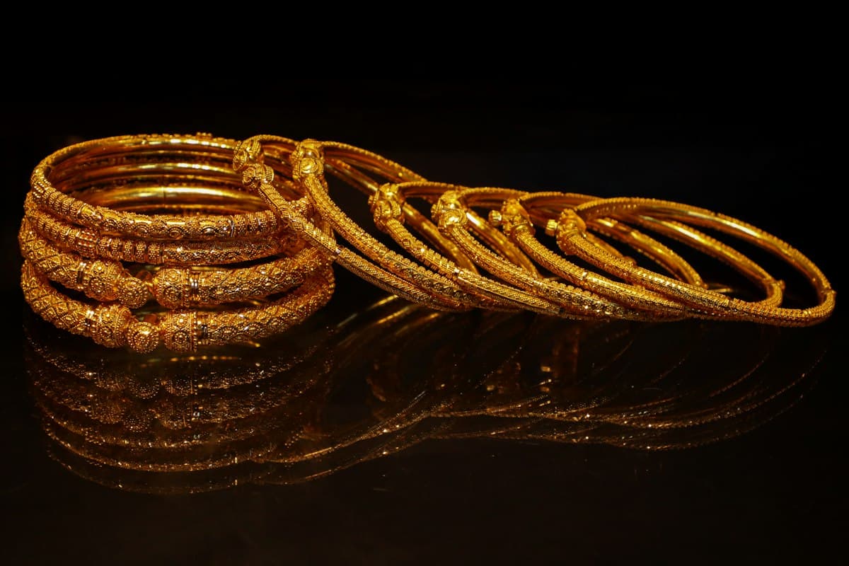 Gold pendants and a bracelet